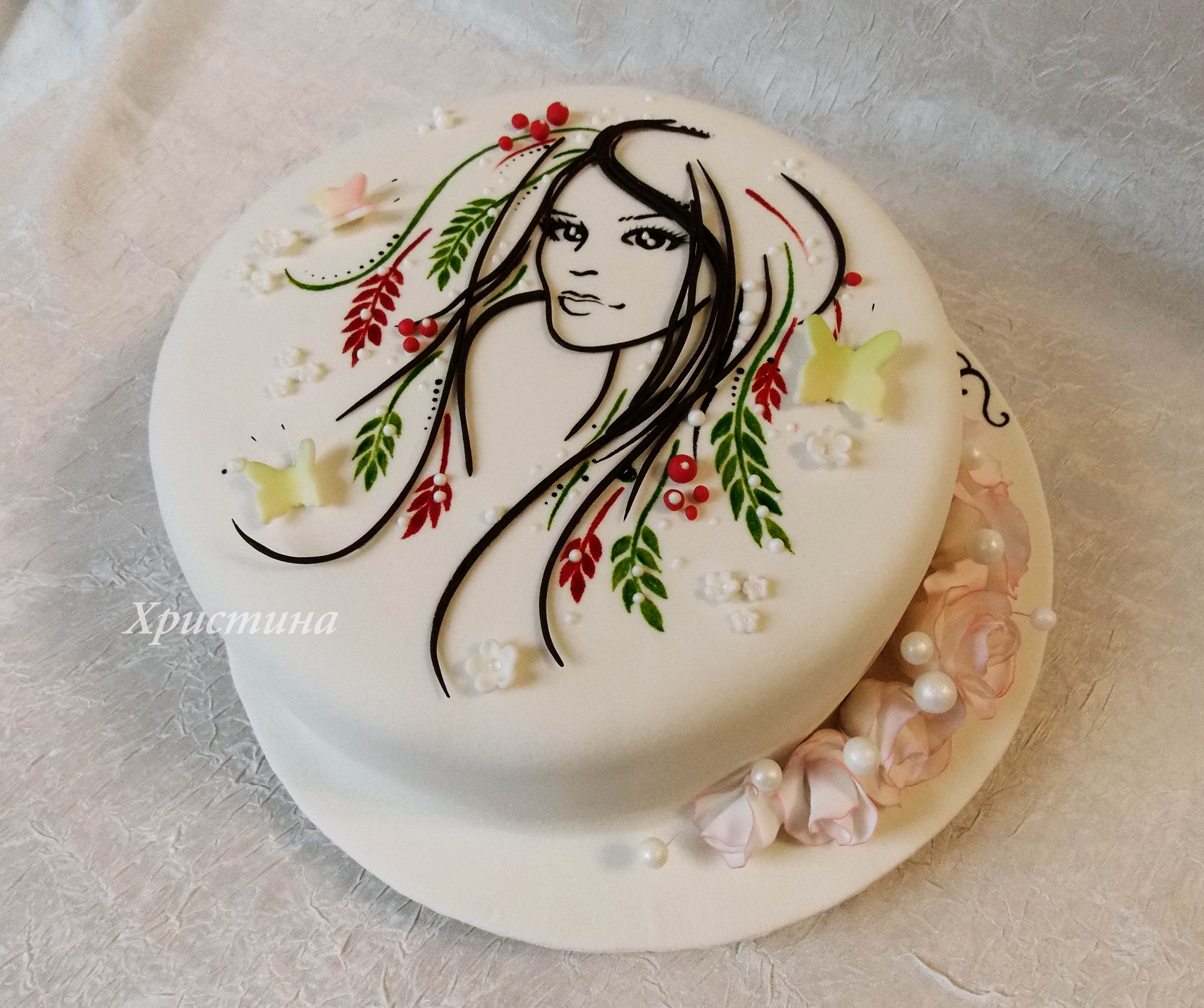 Торт с лицом девушки на торте